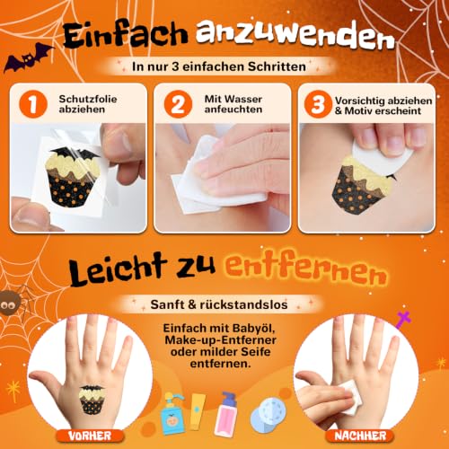Thumbnail 6 de Leesgel Glitter Tattoos for Kids Party Bag Fillers, 204 Sheets – Halloween