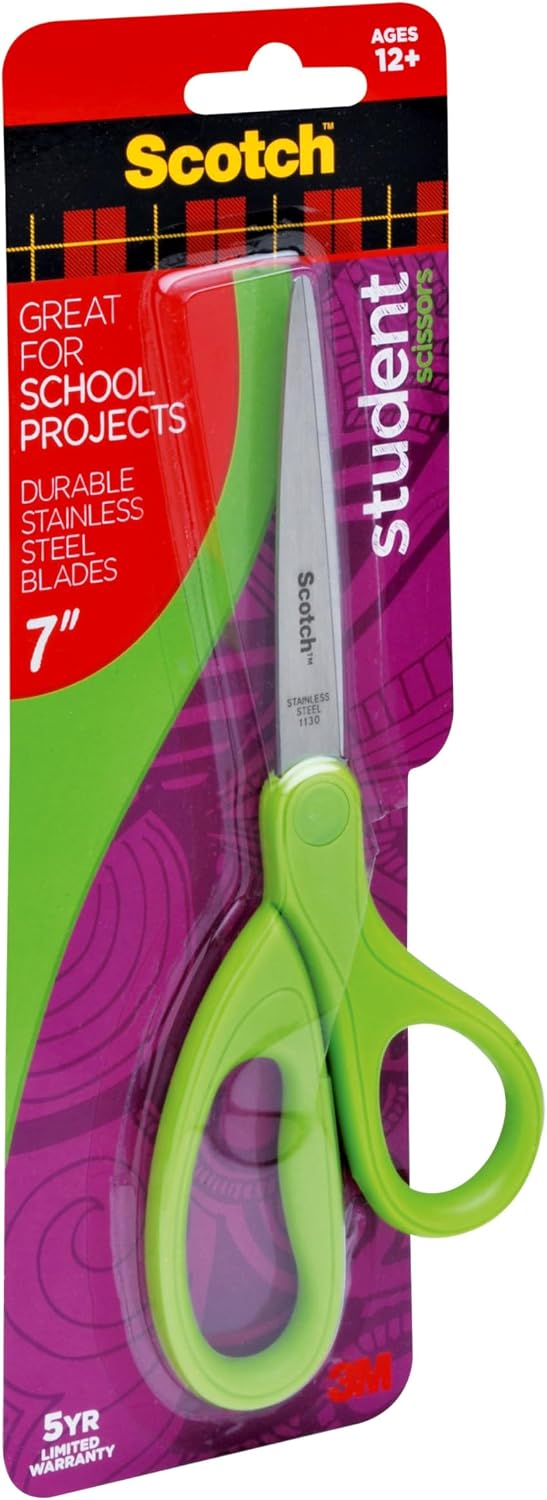 Detalle de Scotch 1407S-MIX 7-Inch Student Scissors, Stainless Steel Blades, 6-Pack