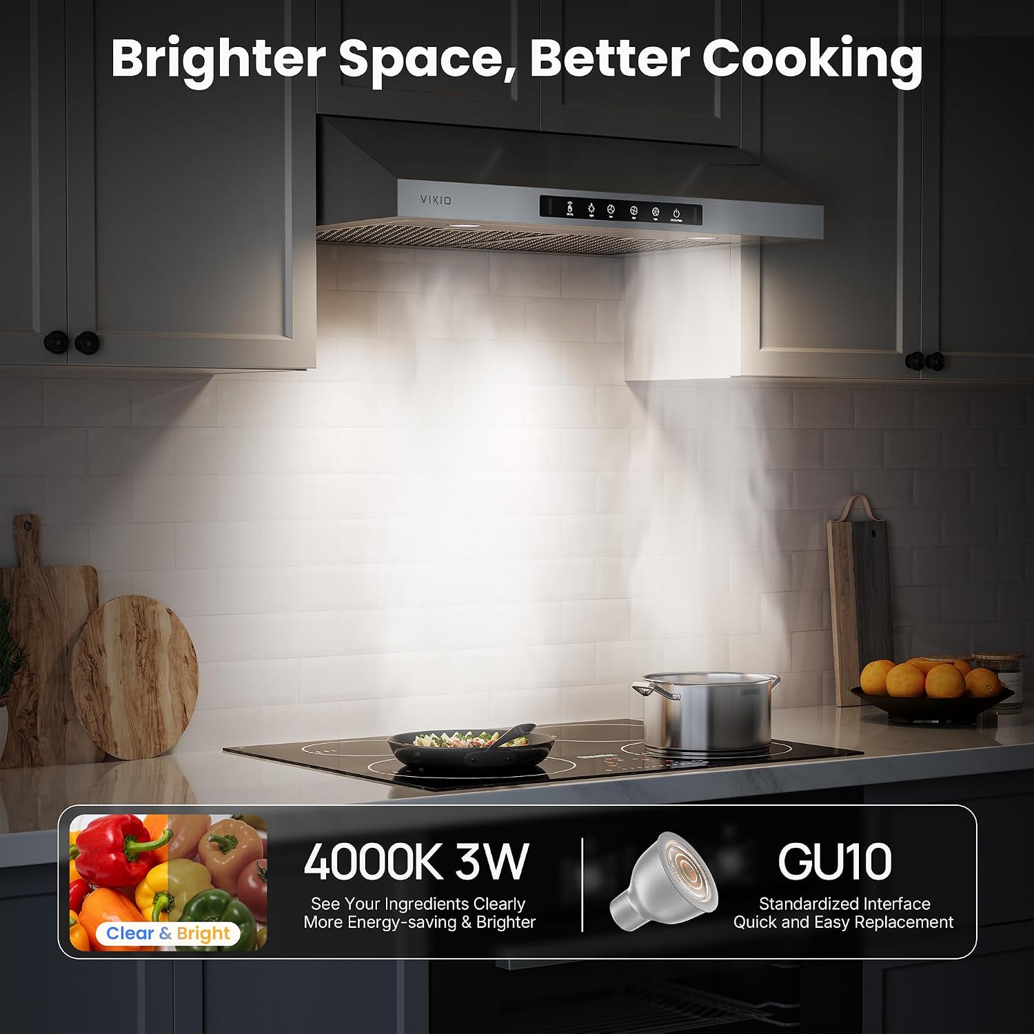 Detalle de VIKIO HOME VK-RC13-42 42-Inch Under-Cabinet Range Hood, 900 CFM