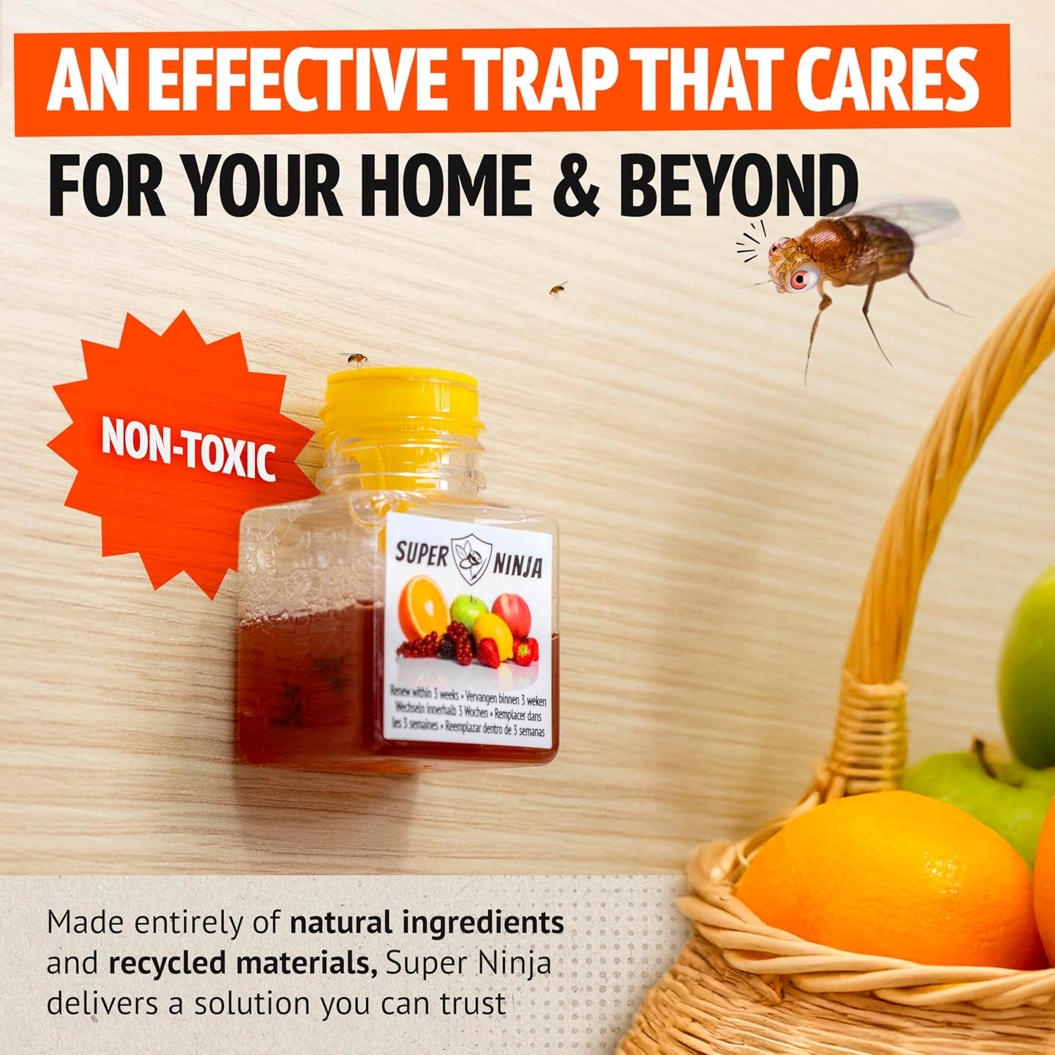 Thumbnail 6 de Super Ninja Fruit Fly Traps for Indoors — 4 Pack, Safe, Effective Indoor Fly Control