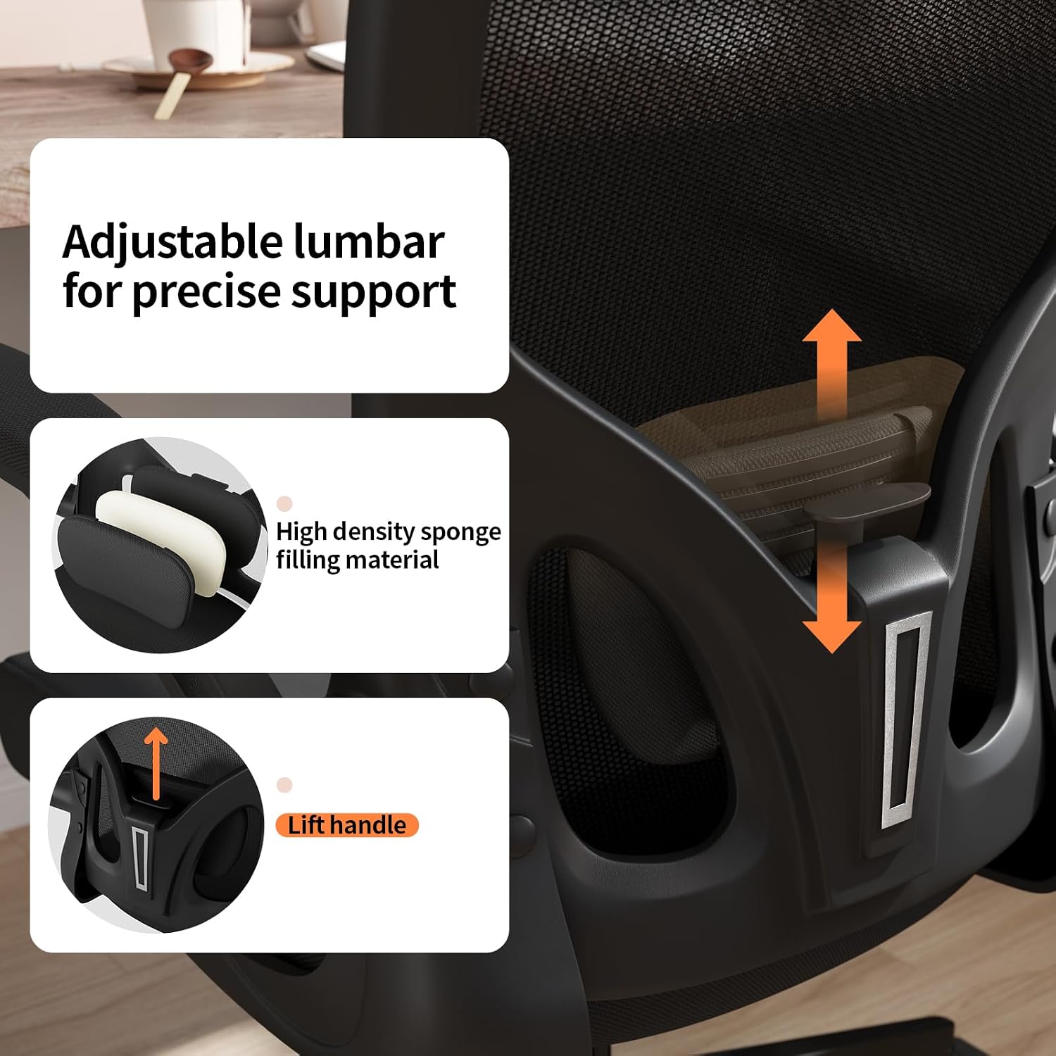 Detalle 2 de Monhey Ergonomischer Bürostuhl mit Netz 120 kg
