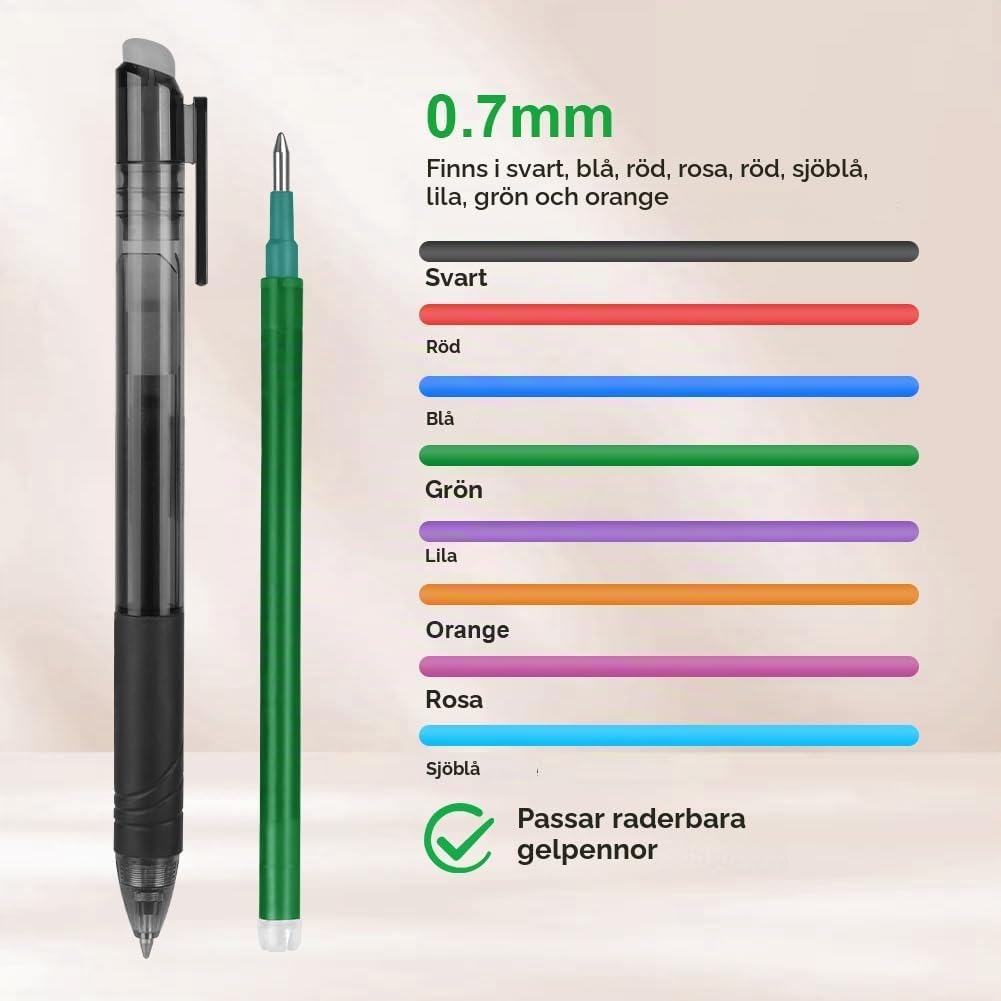 Thumbnail 6 de Vicloon-refiller för raderbar penna, 0,7 mm, 12-pack i fyra färger