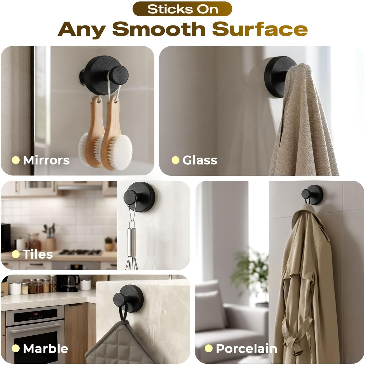 Thumbnail 5 de LOOHOI Suction Cup Shower Hooks, 304 Stainless Steel