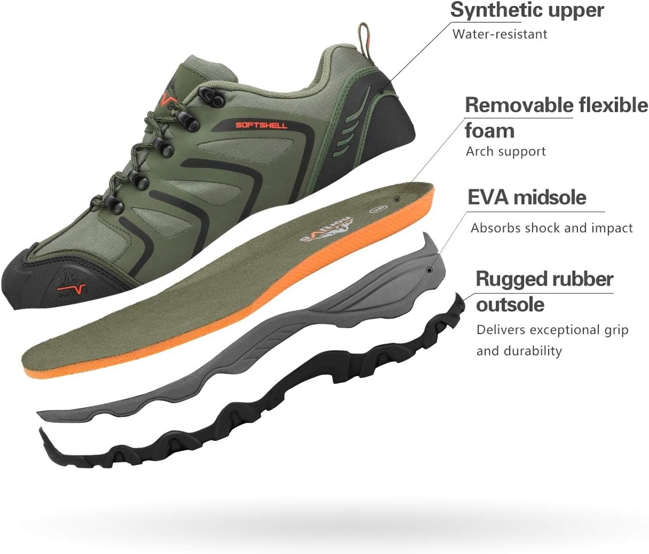 Detalle 2 de NORTIV 8 Herren wasserdichte Wanderschuhe – Leicht, robust und komfortabel für Outdoor-Touren