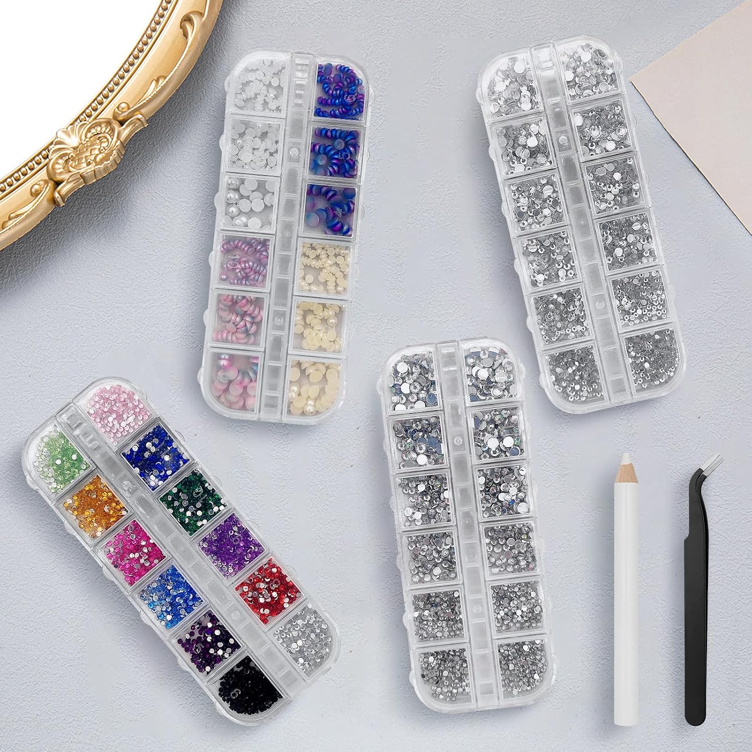 Thumbnail 6 de Kisvic strasssteine nagelsteentjes van acryl, 6.800 stuks in diverse kleuren
