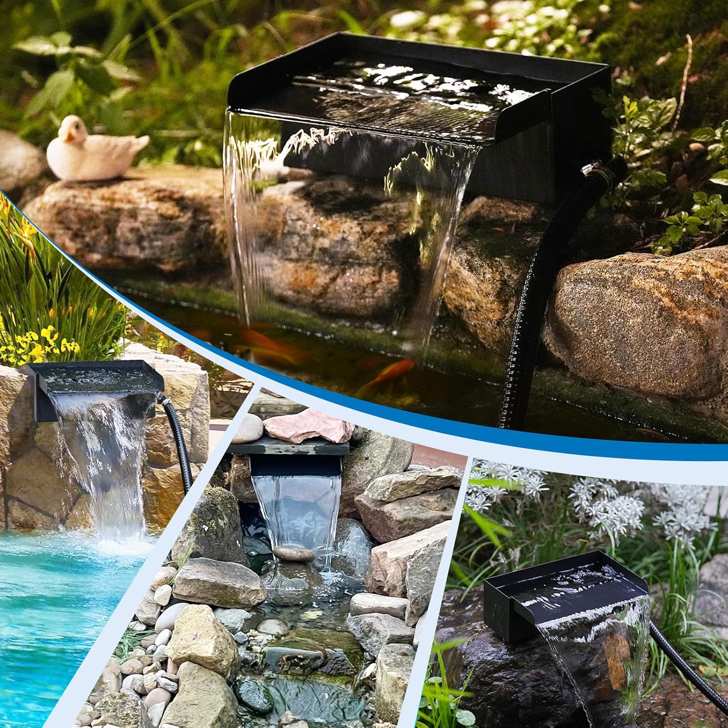 Thumbnail 5 de Biling Pond Waterfall Spillway Kit with Pump (300mm / 12.2in) – DIY waterfall weir box with 40W 660 GPH pump