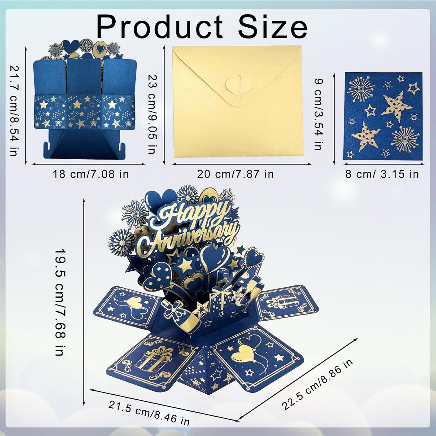 Thumbnail 2 de Joybble Happy Anniversary 3D Pop-Up Card (Dark Blue) with Envelope