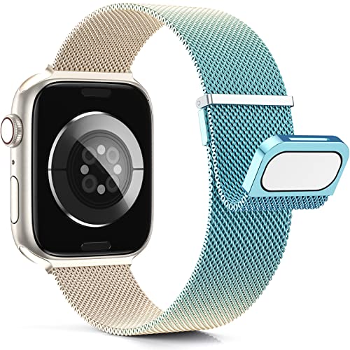 Detalle de Higgs Métal Bracelet pour Apple Watch – Bracelet magnétique en acier inoxydable compatible 38–49 mm