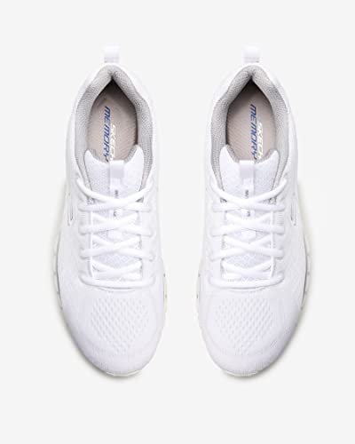 Detalle de Skechers Graceful Get Connected – Sneaker sportiva da allenamento in mesh bianco con rifiniture argento, 4 UK (37 EU)