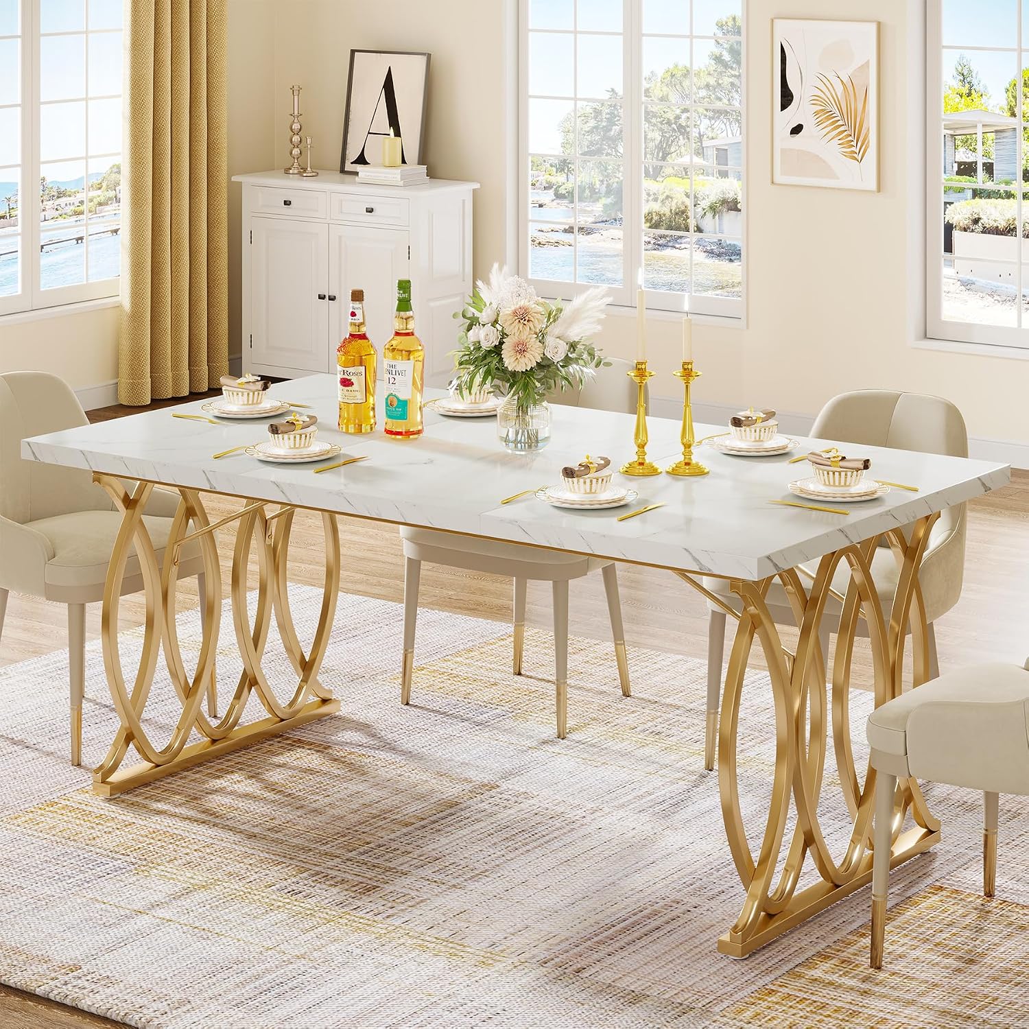 Detalle de Tribesigns Dining Table 63-Inch