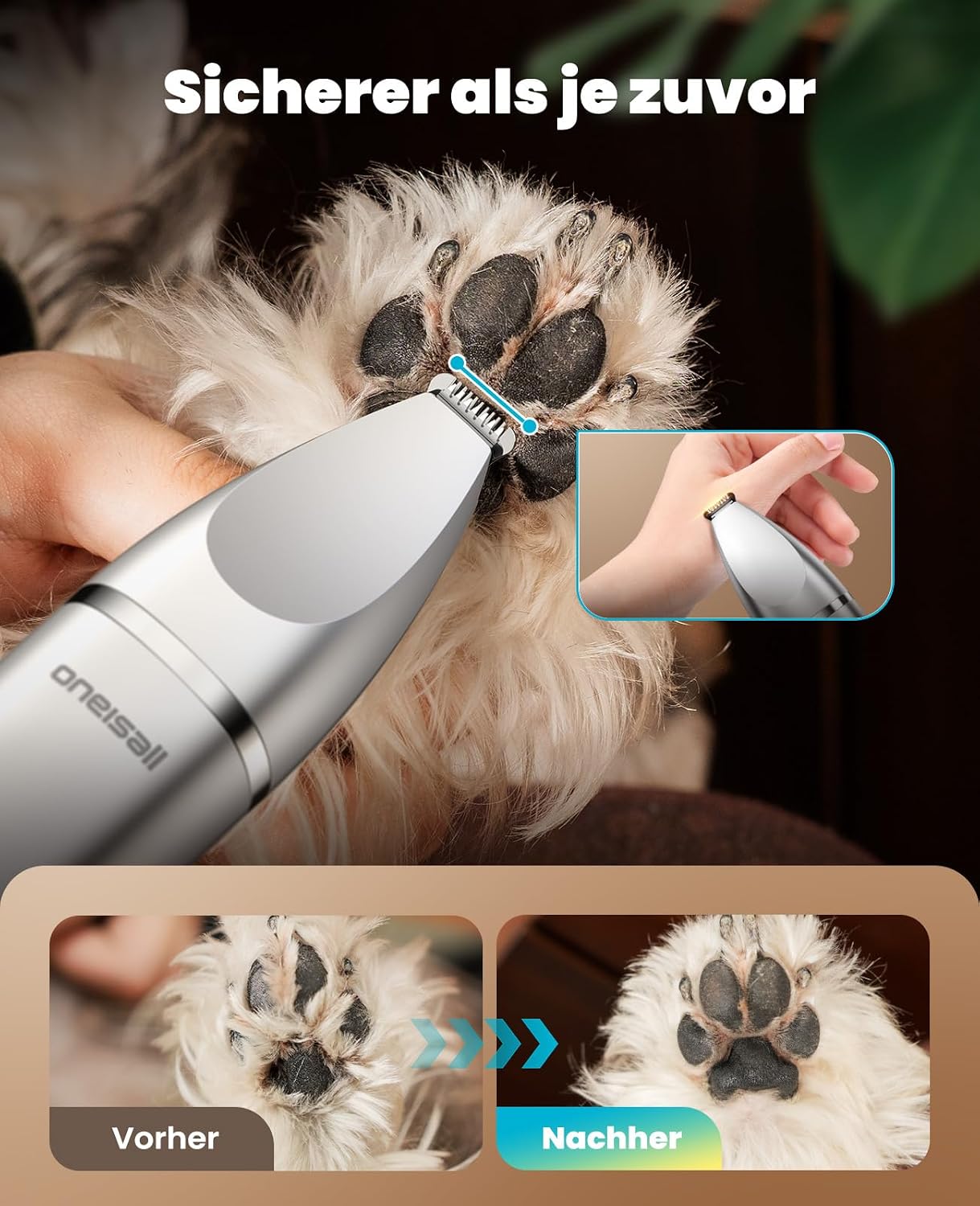 Thumbnail 6 de oneisall 4 in 1 Hundeschermaschine Set – Leiser Multifunktions-Trimmer mit Nagelpflege (Silber)