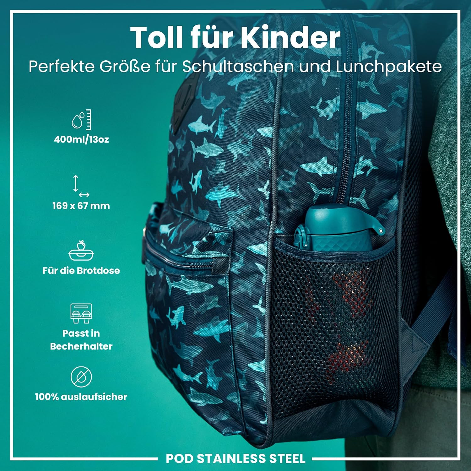 Detalle 2 de ion8 Kinder Trinkflasche 400 ml 🚰