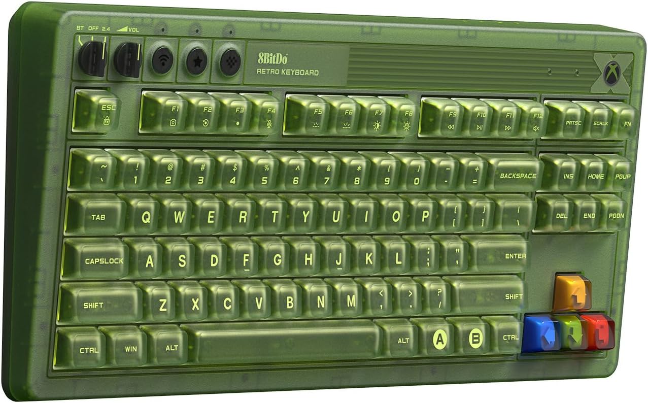Thumbnail 1 de 8Bitdo Retro 87 clavier mécanique Bluetooth/2,4G RGB Hot Swappable — édition Xbox (QWERTY anglais)