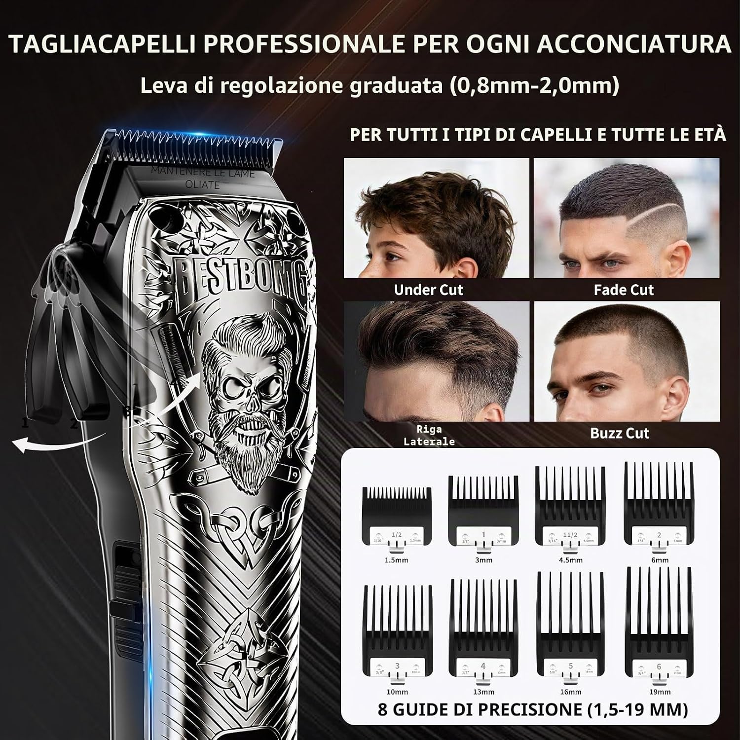Detalle 2 de BESTBOMG kit tagliacapelli senza fili