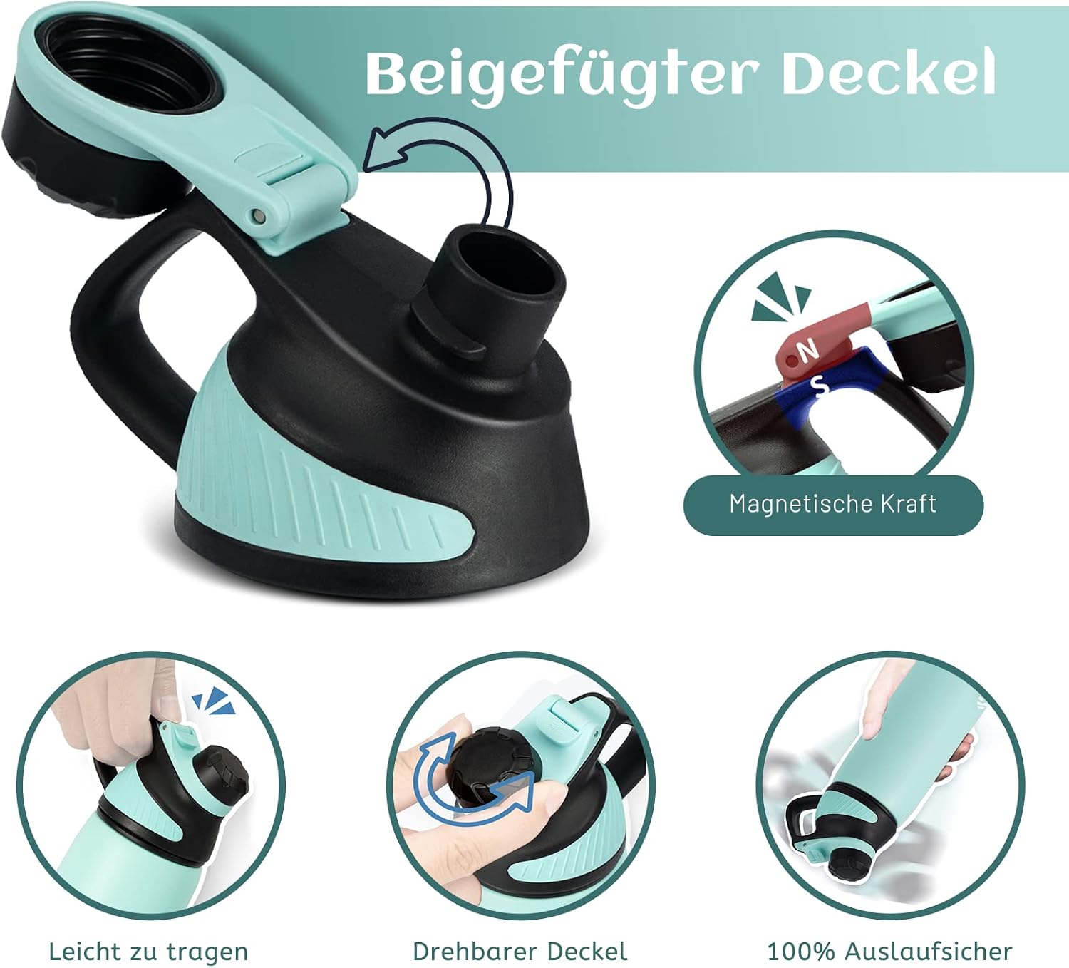 Detalle 2 de Fjbottle Edelstahl Trinkflasche 1L Magnetdeckel