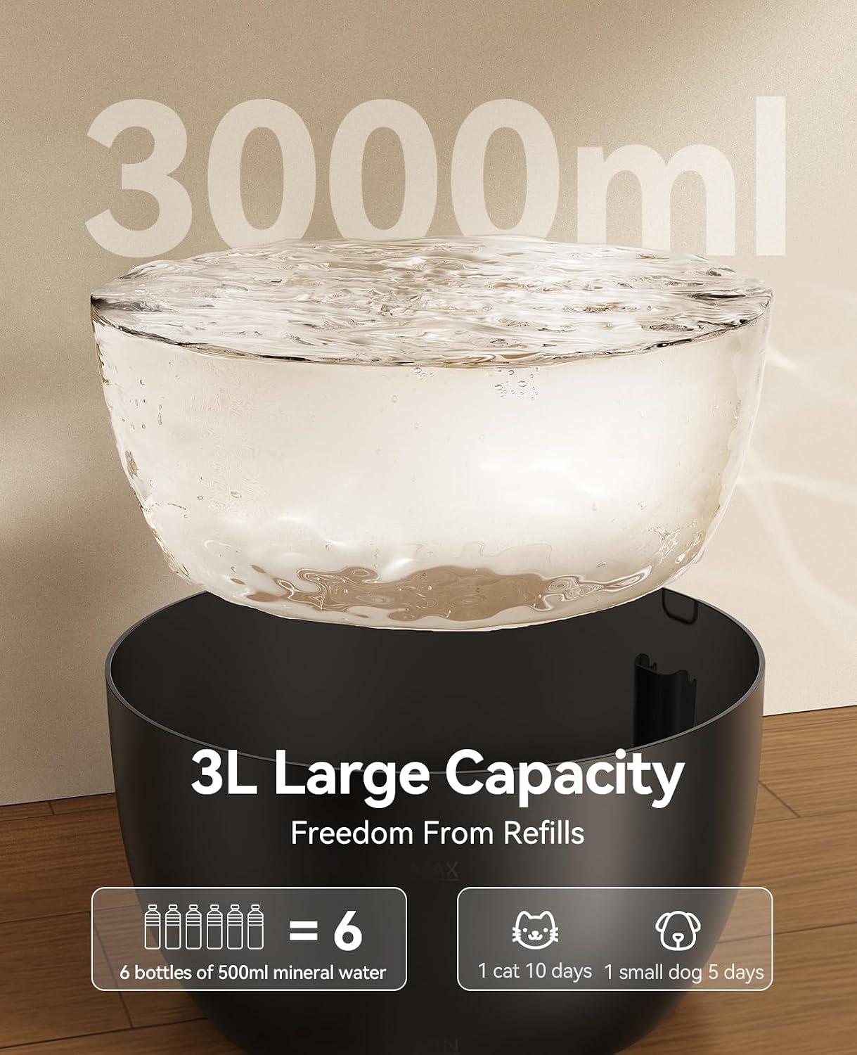 Detalle de FEELNEEDY Fontaine à Eau 3L silencieuse pour Chats — Distributeur Automatique