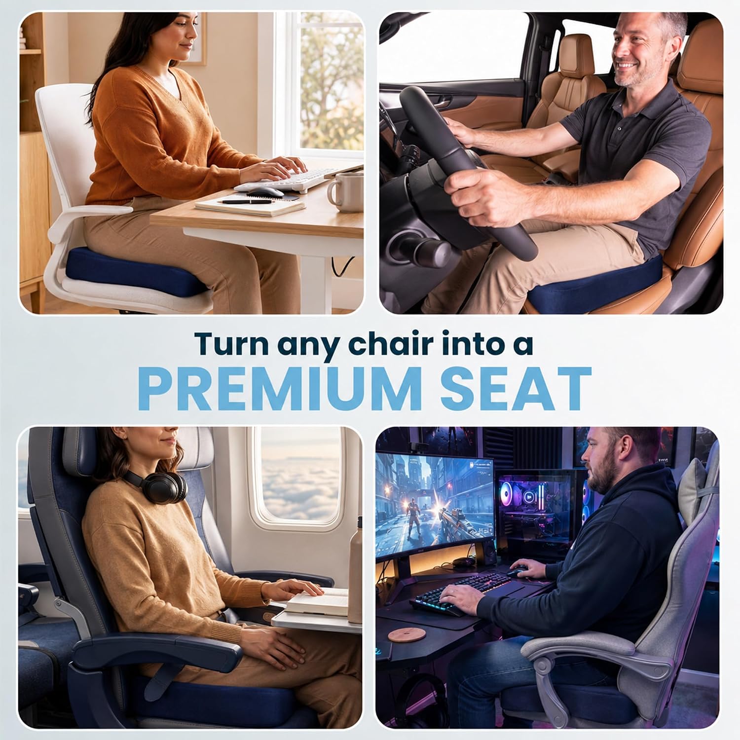 Thumbnail 6 de ComfiLife Extra Large Gel Enhanced Seat Cushion, Gel Memory Foam, Navy
