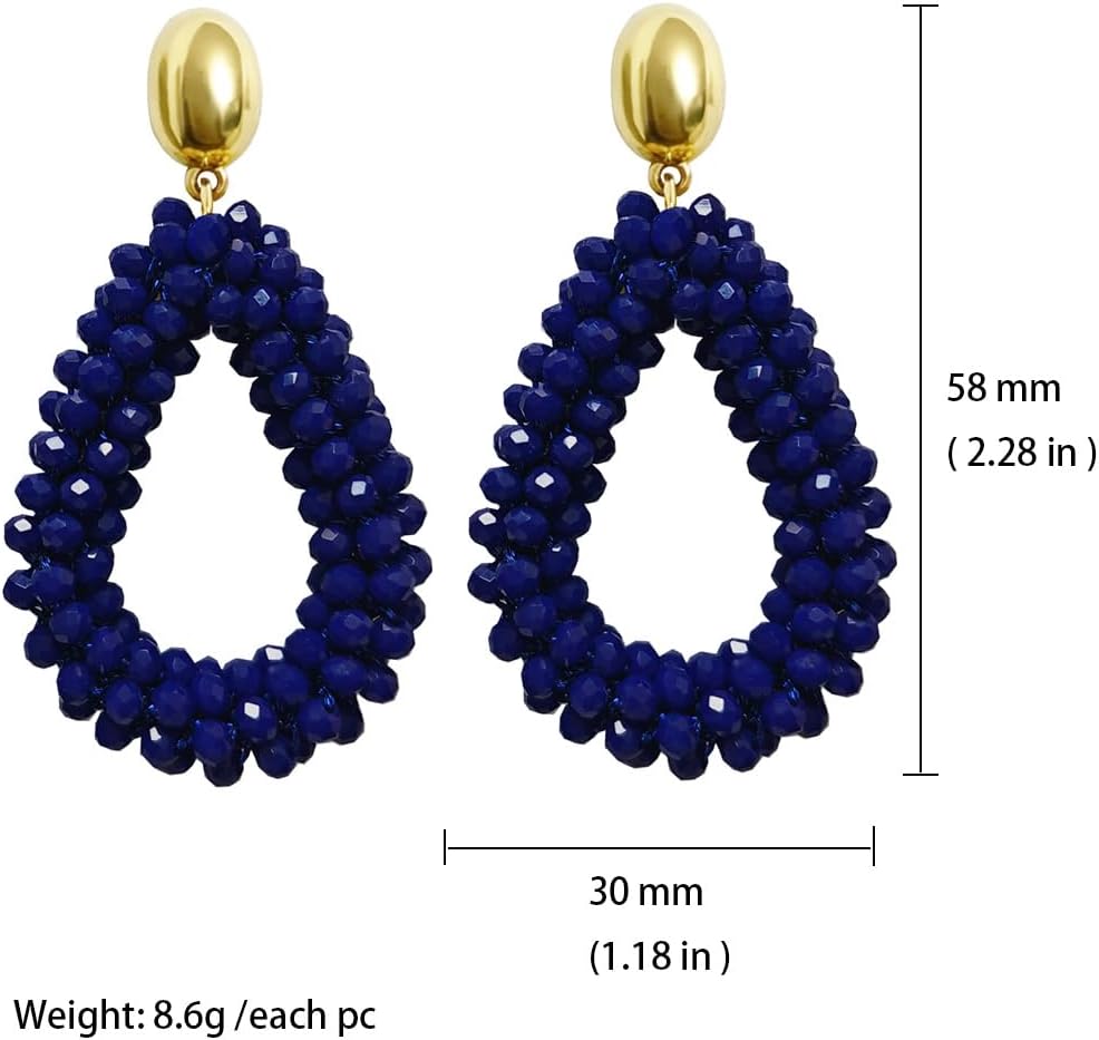 Detalle de Bohemian Ohrringe mit tropfenförmigem Kristallhänge für Damen – handgewebter Crystal-Drop Schmuck, ca. 14 g pro Paar