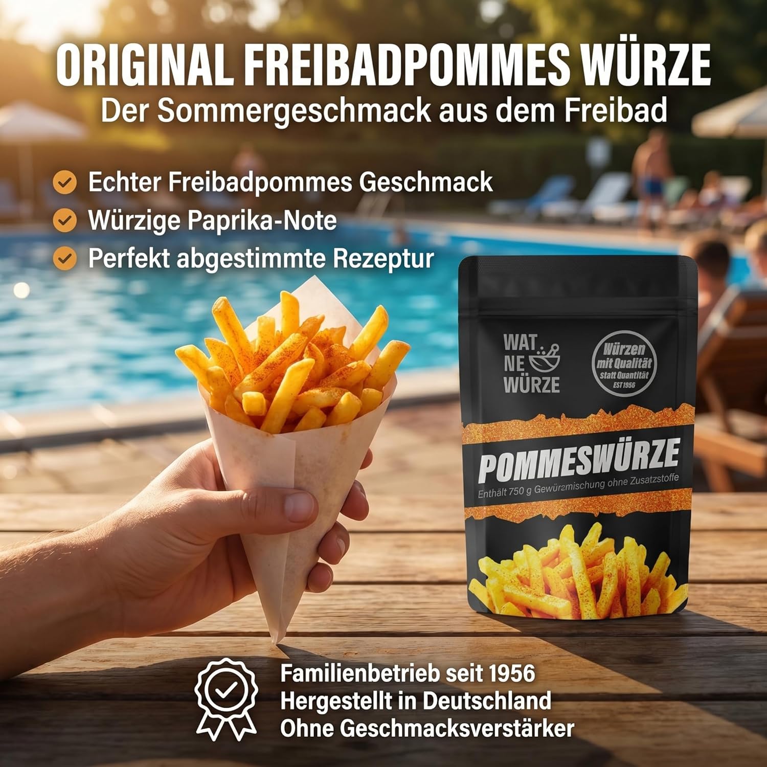 Detalle de WAT NE WÜRZE Pommes frites Gewürz Salz 400 g – Pommesgewürzsalz wie beim Imbiss