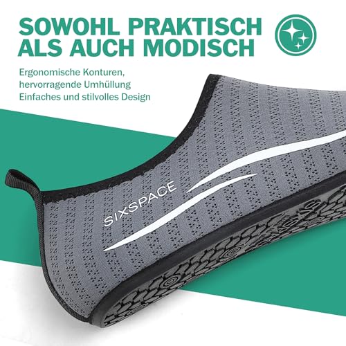 Detalle 2 de Sixspace Badeschuhe Damen/Unisex Grau 38 EU – Wasserschuhe mit rutschfester Sohle