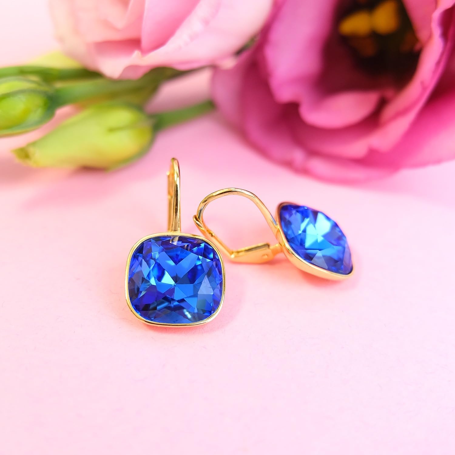 Detalle 2 de NOBEL SCHMUCK Goldene Kristall Ohrringe