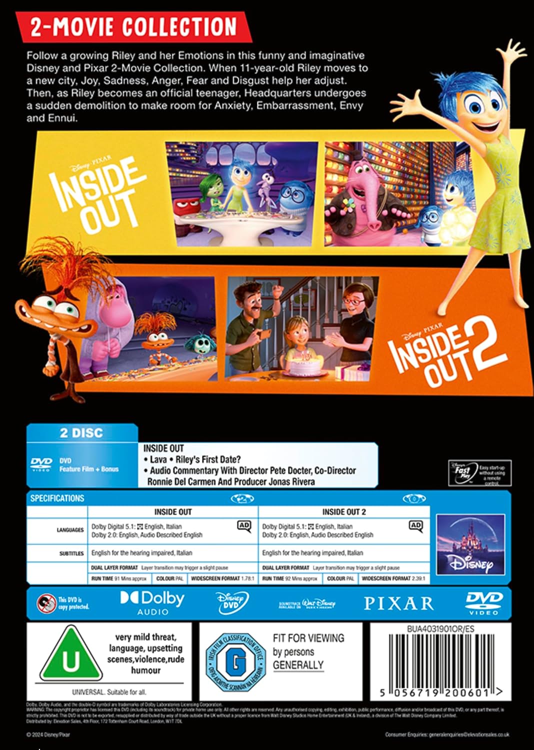 Detalle 1 de Inside Out Double Pack by Walt Disney (Pixar) – DVD, Blu-ray and UHD collection