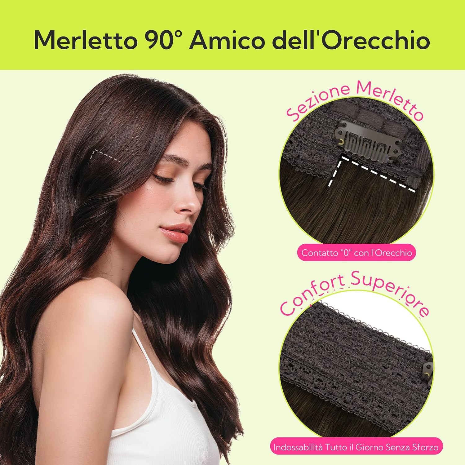 Thumbnail 5 de hotbanana Extension Capelli Veri con Filo Invisibile, 45 cm – Balayage Marrone Cioccolato a Biondo Caramello