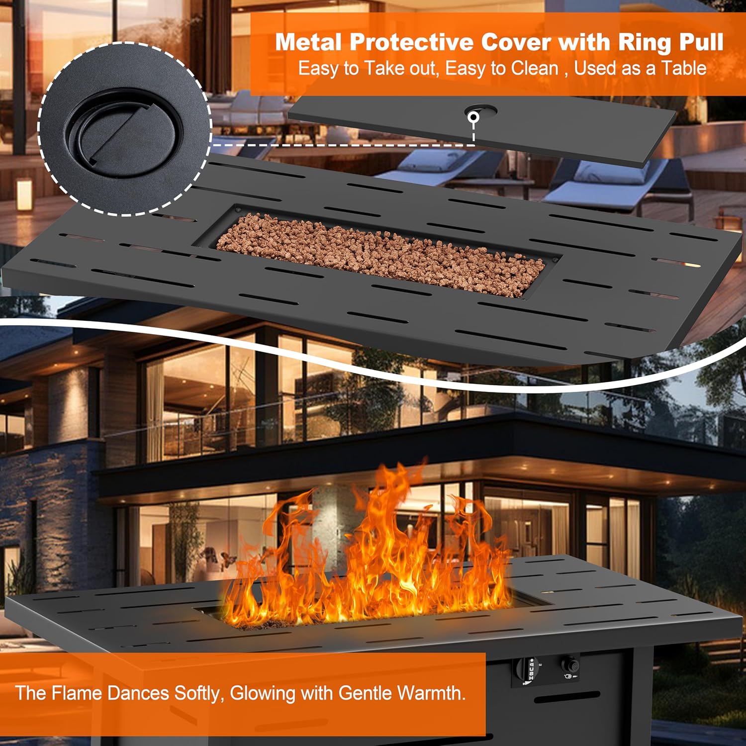 Detalle 2 de Outdoor Propane Fire Pit Table 43-Inch