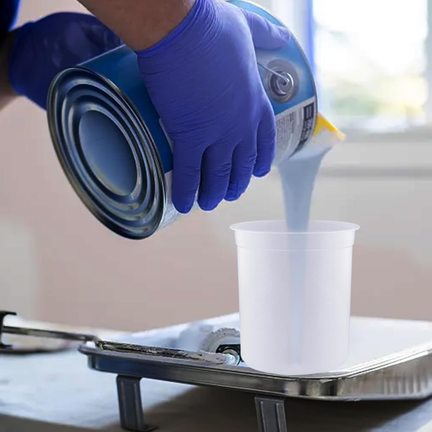 Thumbnail 5 de Aflybltol Lackierpistole: Becher-Set für HVLP-Farbsprühsystem (600 ml) mit Deckel & Liner, 50 Einwegdeckel, 10 Verschlussstopfen