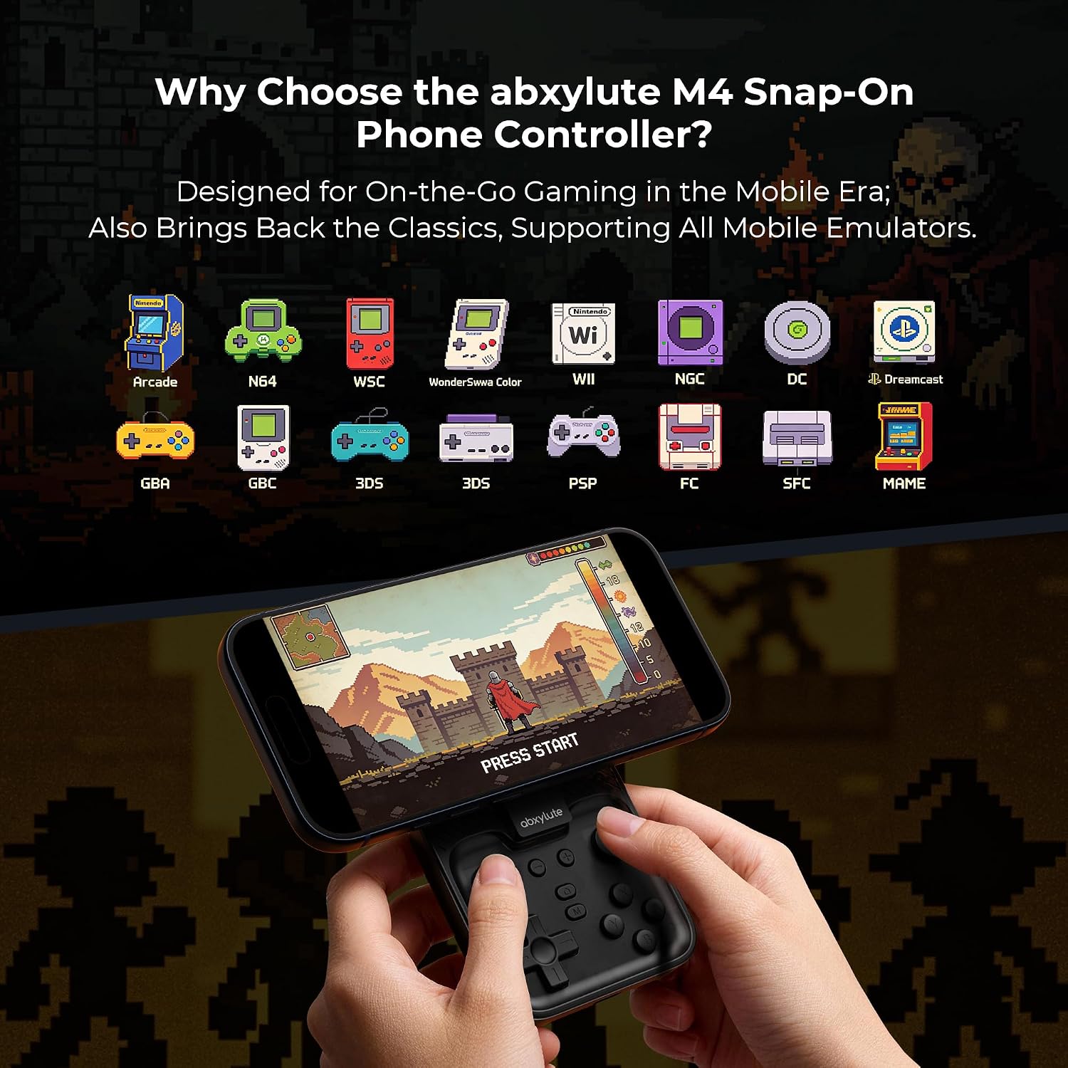 Thumbnail 1 de abxylute M4 Snap-On Mobile Gaming Controller: Pocket-Sized Retro Flex for Android, iPhone, and Switch (Magnetic, 18 Buttons, 12-Hour Battery)