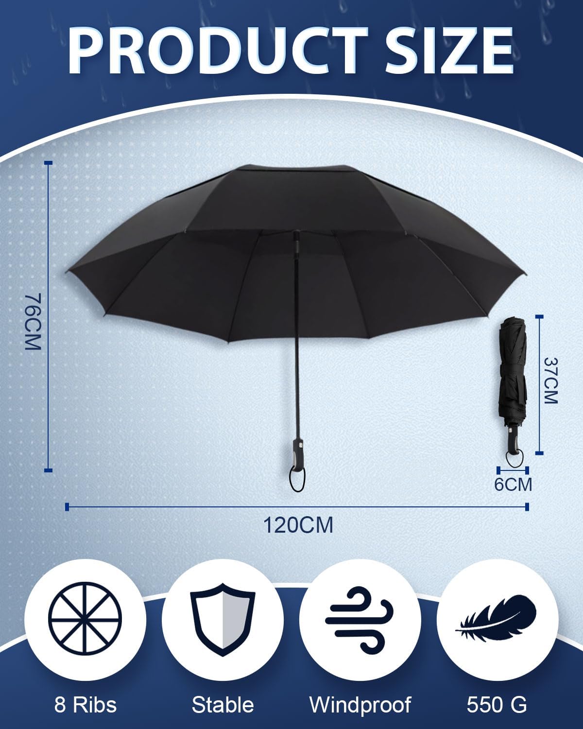 Thumbnail 1 de Victoper 54-Inch Large Golf Umbrella: Windproof Double-Vent Canopy with Auto Open