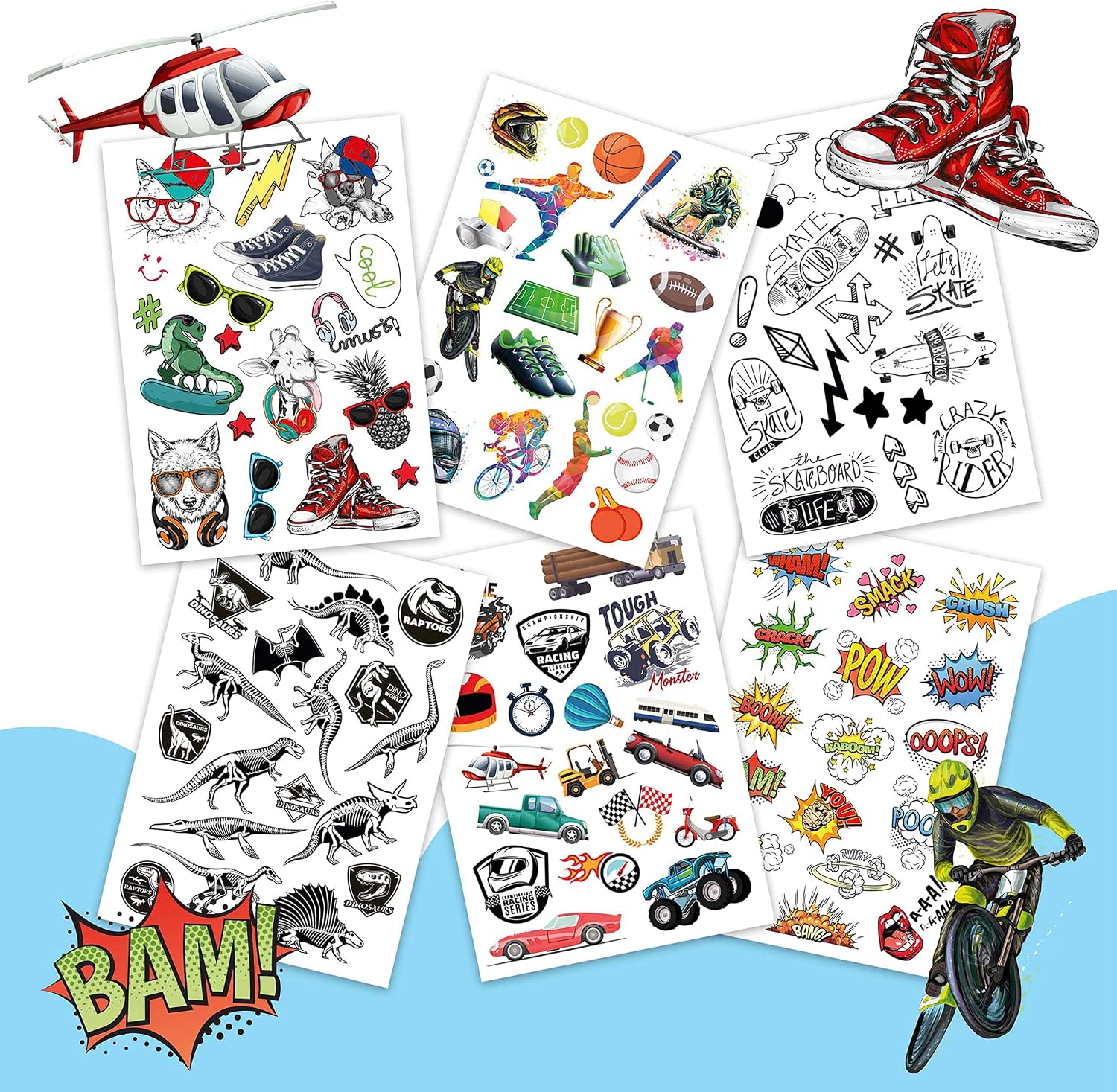 Detalle de Papierdrachen 100 Papierdrachen Hautfreundliche Kindertattoos zum Aufkleben (vegan, geprüft) – 6 Bögen