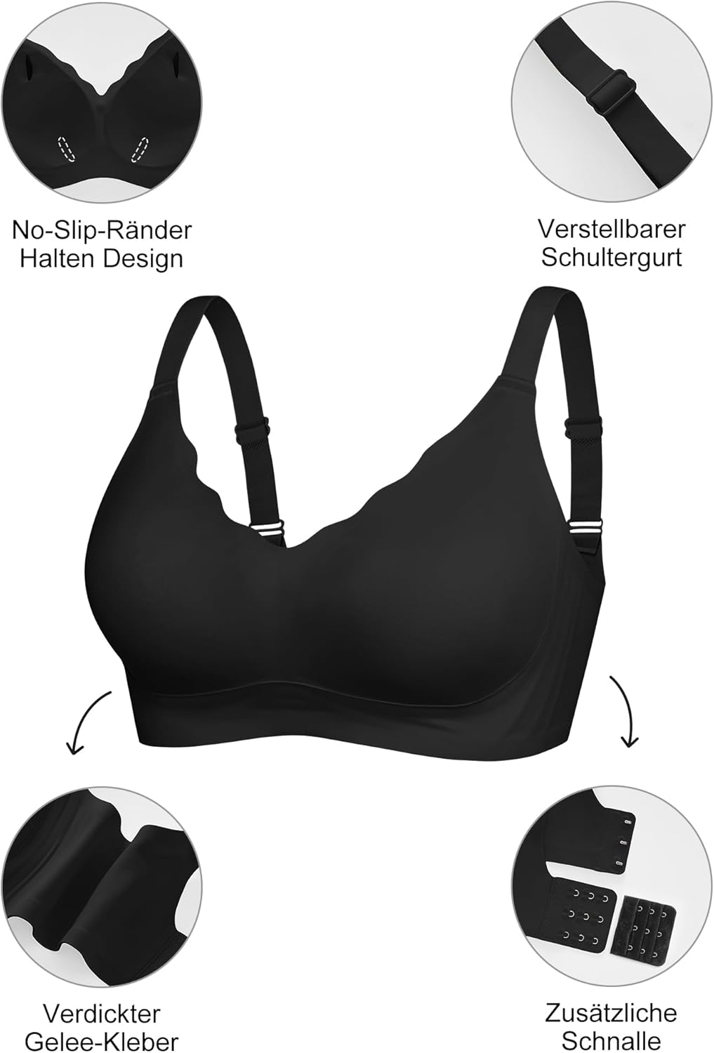 Thumbnail 4 de SHARICCA BH Damen Ohne Bügel – Nahtloser V-Ausschnitt, Gewellte Kanten & Push-Up
