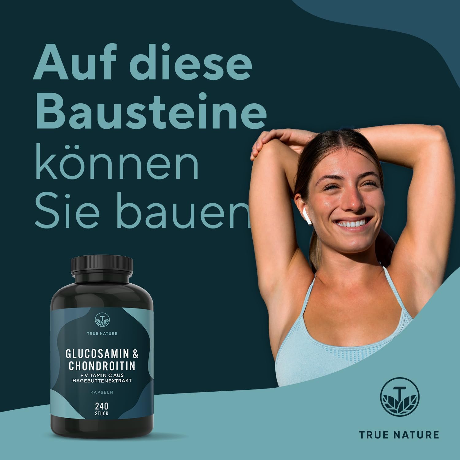 Detalle 2 de True Nature Glucosamin Chondroitin hochdosiert – 240 Kapseln mit Vitamin C für die tägliche Tagesportion