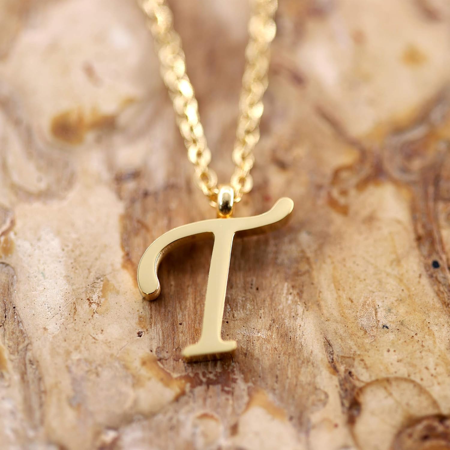 Detalle de Morella Collier pour Femmes en Acier Inoxydable Or avec Pendentif Lettres