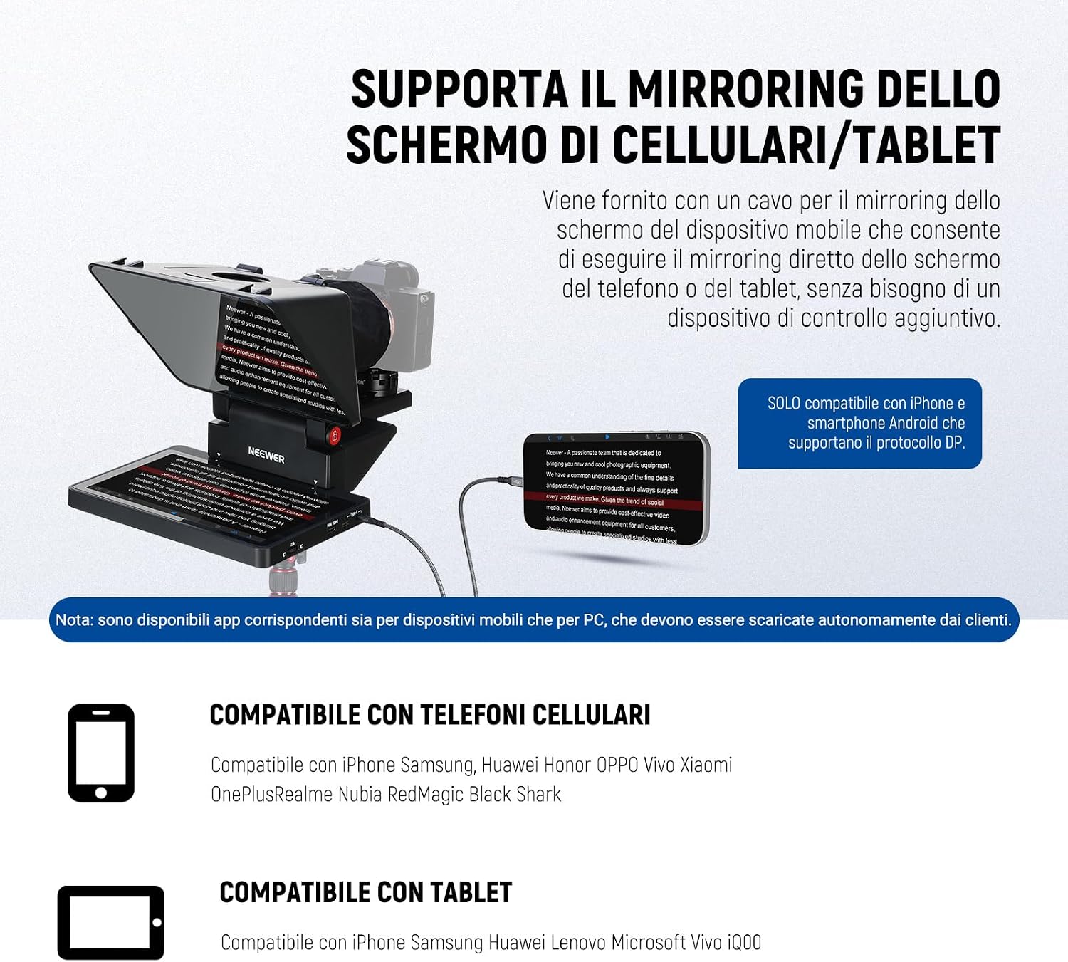 Thumbnail 6 de NEEWER Teleprompter 2in1 11" con Monitor: promo-friendly companion per YouTube, Streaming e videoconferenze