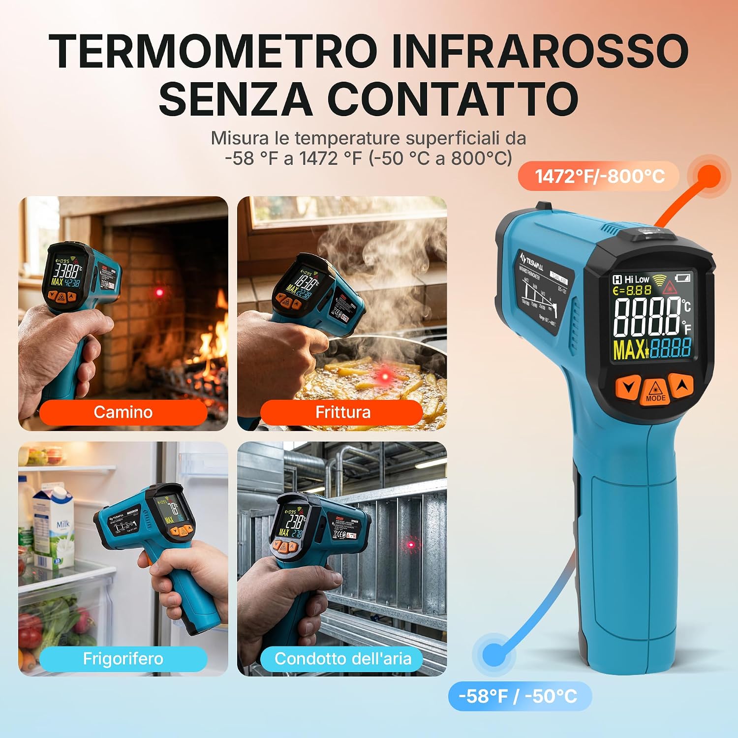Thumbnail 2 de Tilswall Termometro Infrarossi Professionale 800°C 🌡