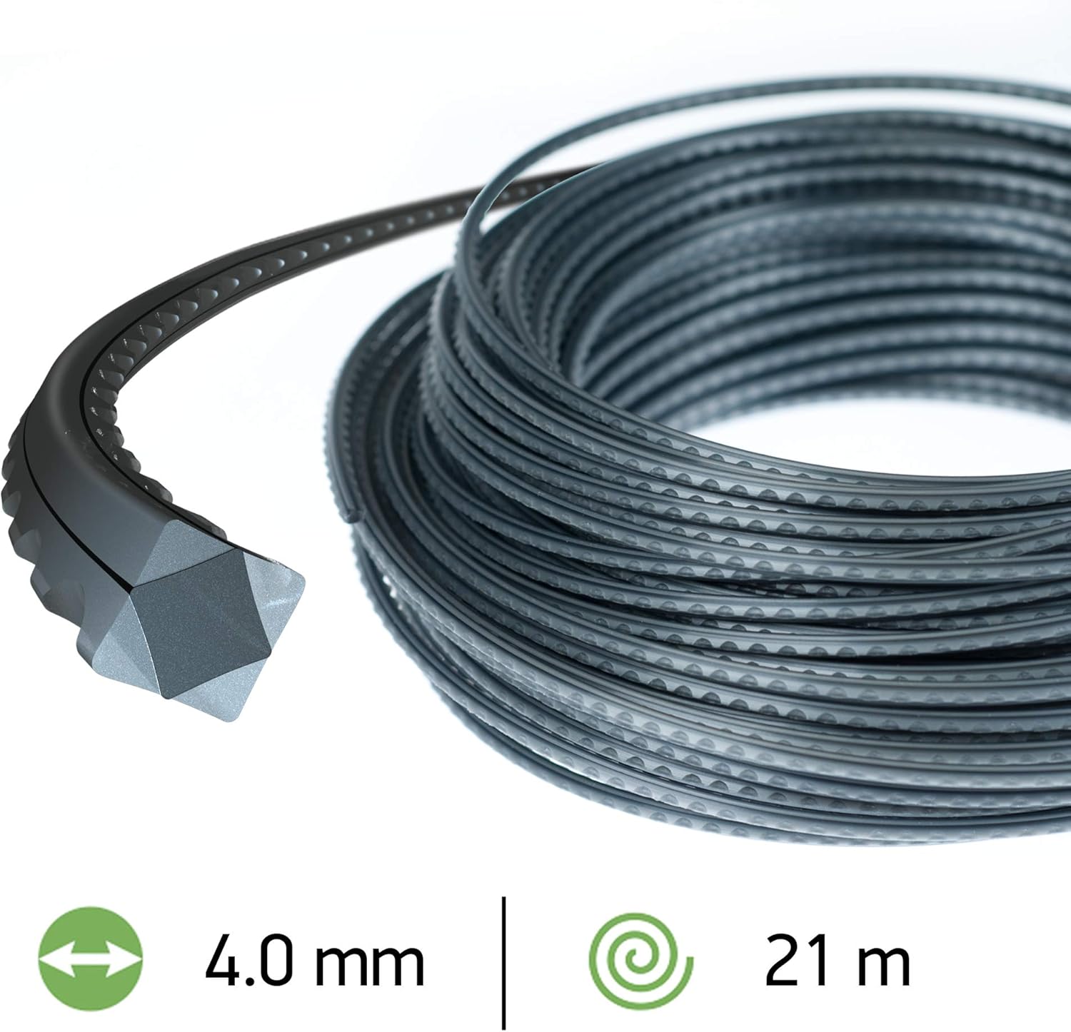 Detalle 2 de Oregon Fil de débroussailleuse Cranté 4mm × 21m (111085E) – robuste, efficace et compatible tête standard