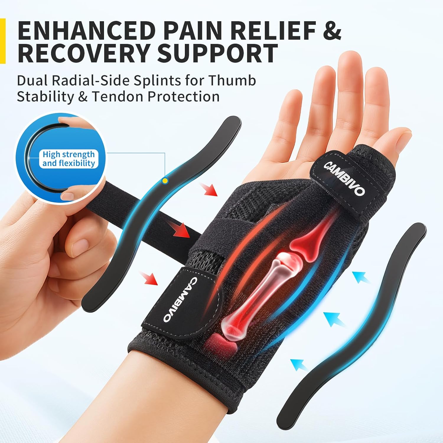 Thumbnail 3 de CAMBIVO Wrist Supports with Thumb Splint S/M