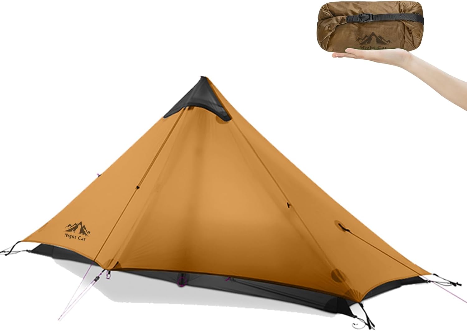 Detalle de Night Cat 1 Mann Ultraleicht-Zelt (wasserdicht) – kleines Packmaß für Trekking, Camping & Radtour