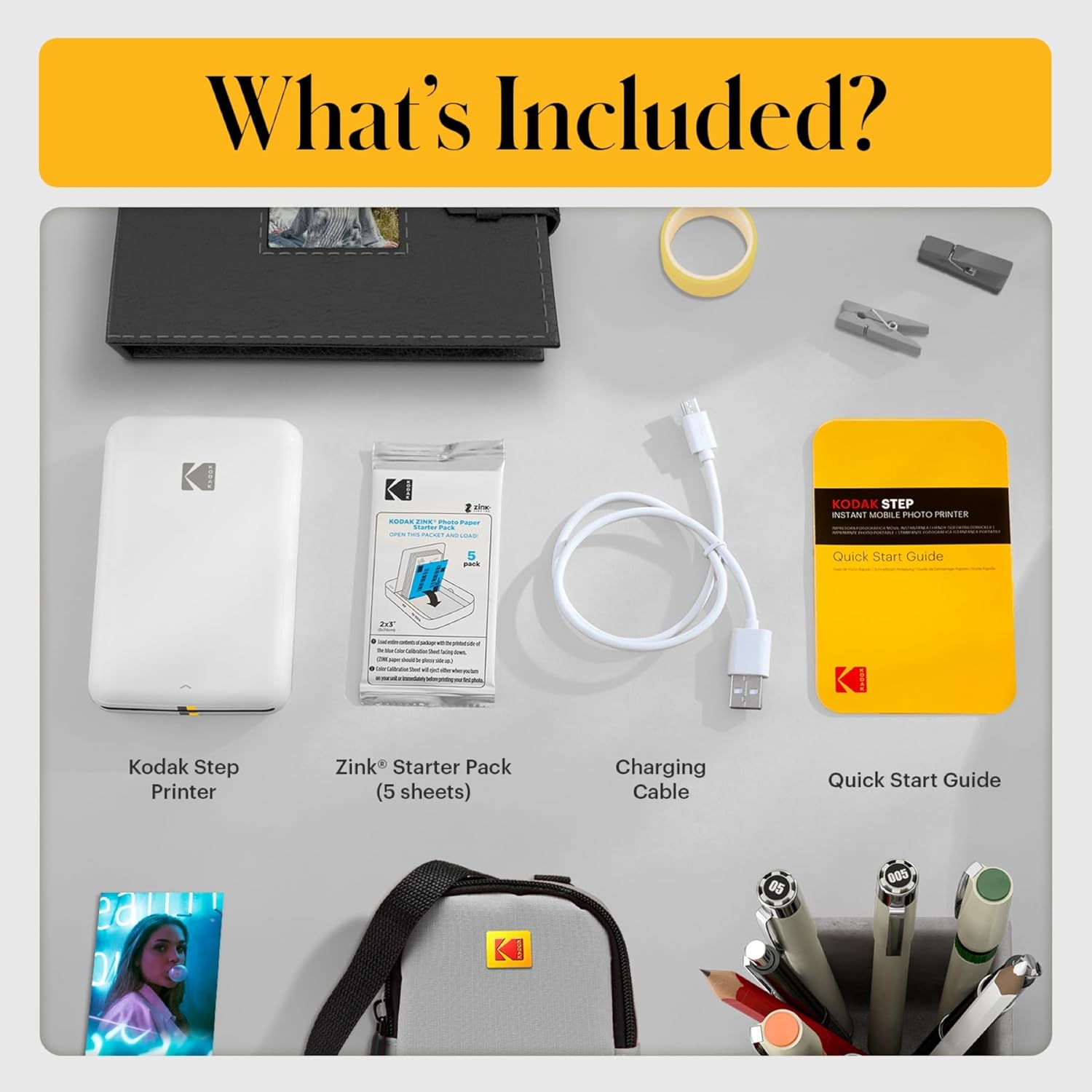 Detalle de KODAK STEP Instant Mobile Photo Printer: Compact, Sticky-Back Prints on the Go