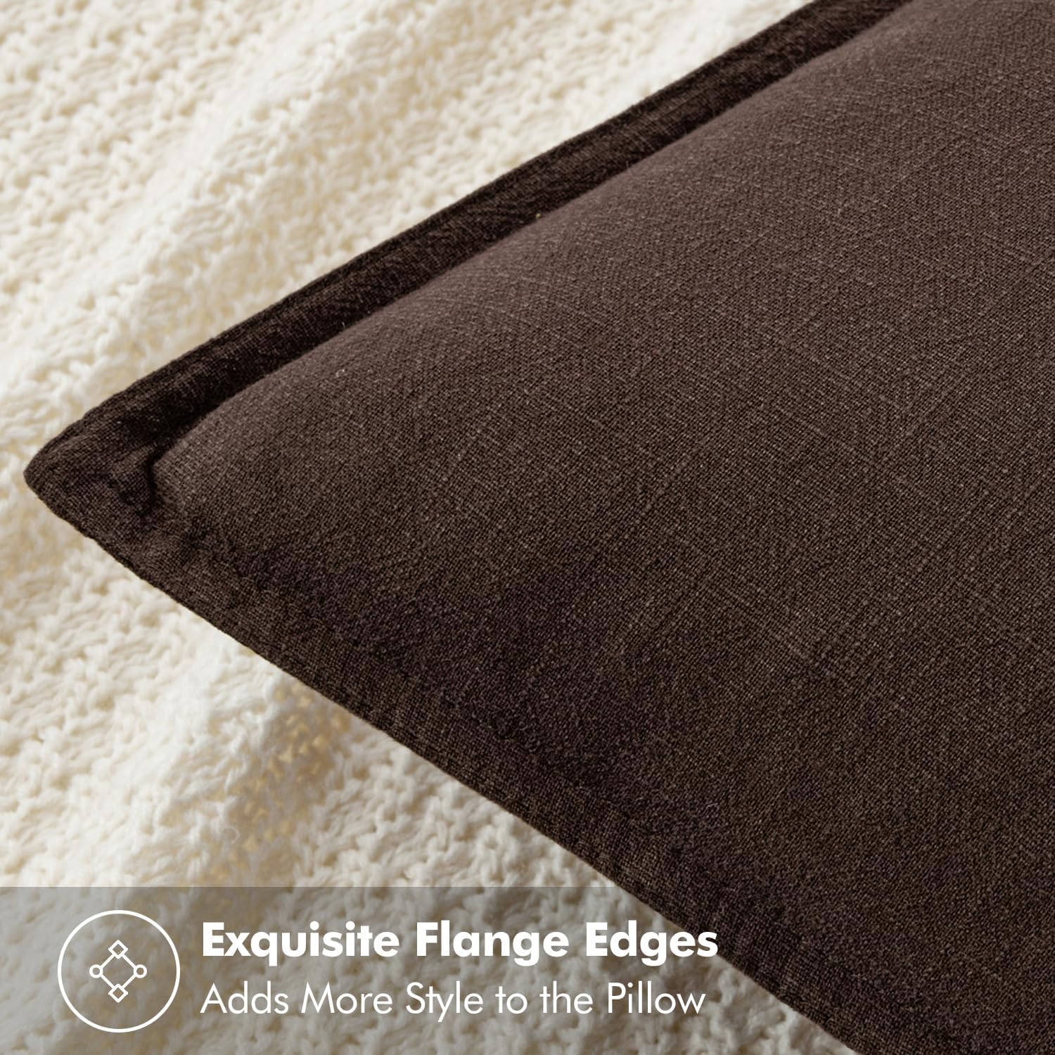 Detalle de MIULEE Linen Throw Pillow Covers, Set of 2, 18 x 18, Dark Brown