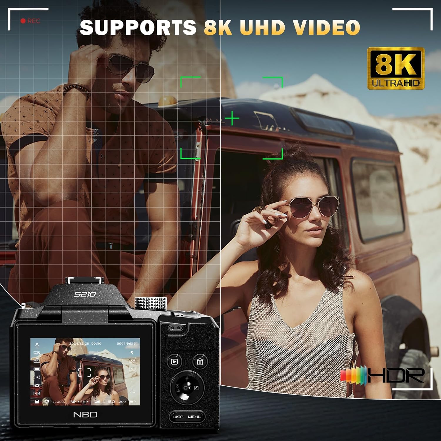 Thumbnail 2 de NBD 8K Digital Camera — 64MP UHD, 16x Optical Zoom, 180° Screen, Wi‑Fi & Dual Batteries