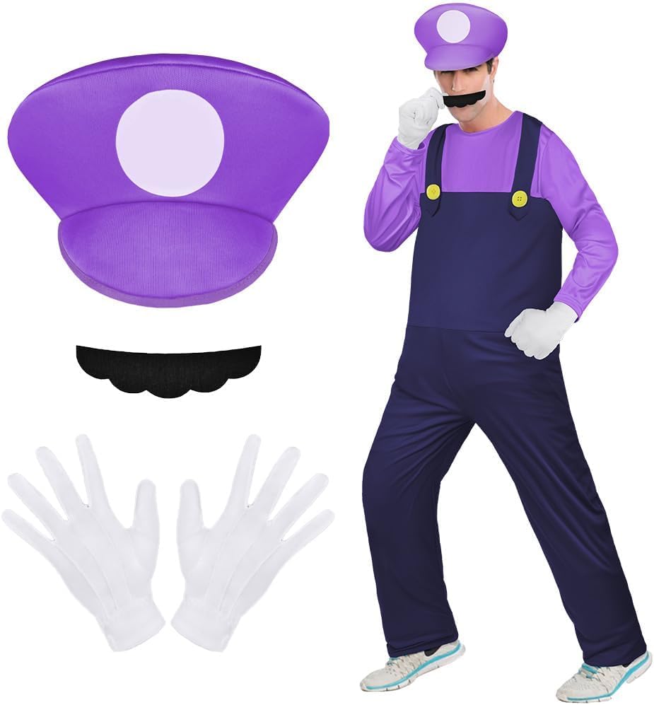 Thumbnail 2 de BSBUY Cosplay Kostüm 4 Pcs – Super-Brothers Set für Erwachsene (Wario-Style)