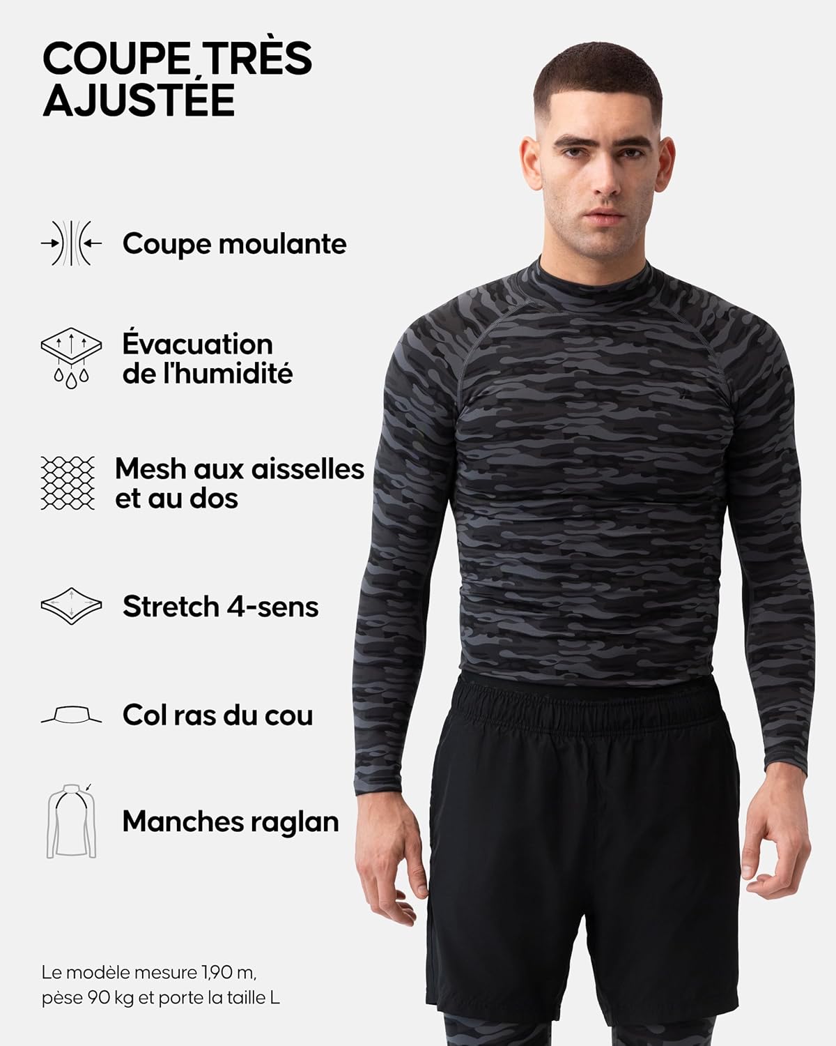 Thumbnail 1 de DANISH ENDURANCE T-shirt de compression à manches longues (lot de 2) – séchage rapide et maille respirante
