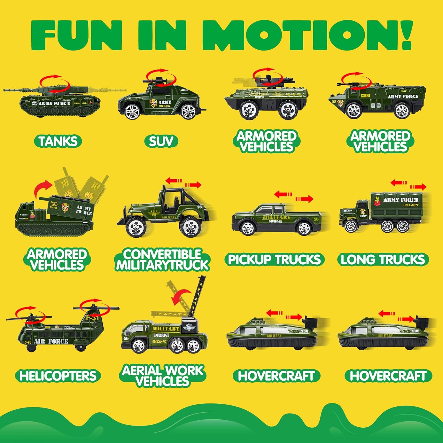 Detalle de JOYIN 25 in 1 Military Truck Army Vehicle Toy Set with Lights & Sounds and Soldier Figures