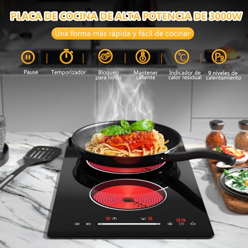 Thumbnail 1 de Alemania Placa Vitrocerámica 2 Zonas 30 cm (1200W + 1800W) – Encastrable o Portátil