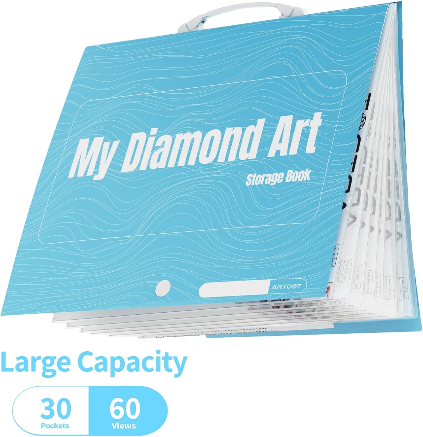 Detalle 2 de ARTDOT A3 Storage Book for Diamond Painting Kits: A3 Portfolio with 30 Pocket Sleeves