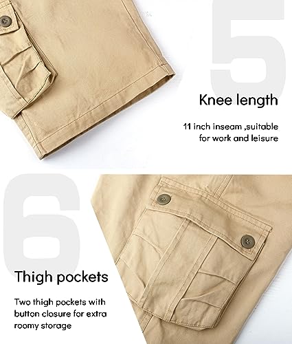 Thumbnail 5 de APTRO Mens Cargo Shorts Combat Casual Cotton Shorts with Multi Pockets – CS05 Khaki