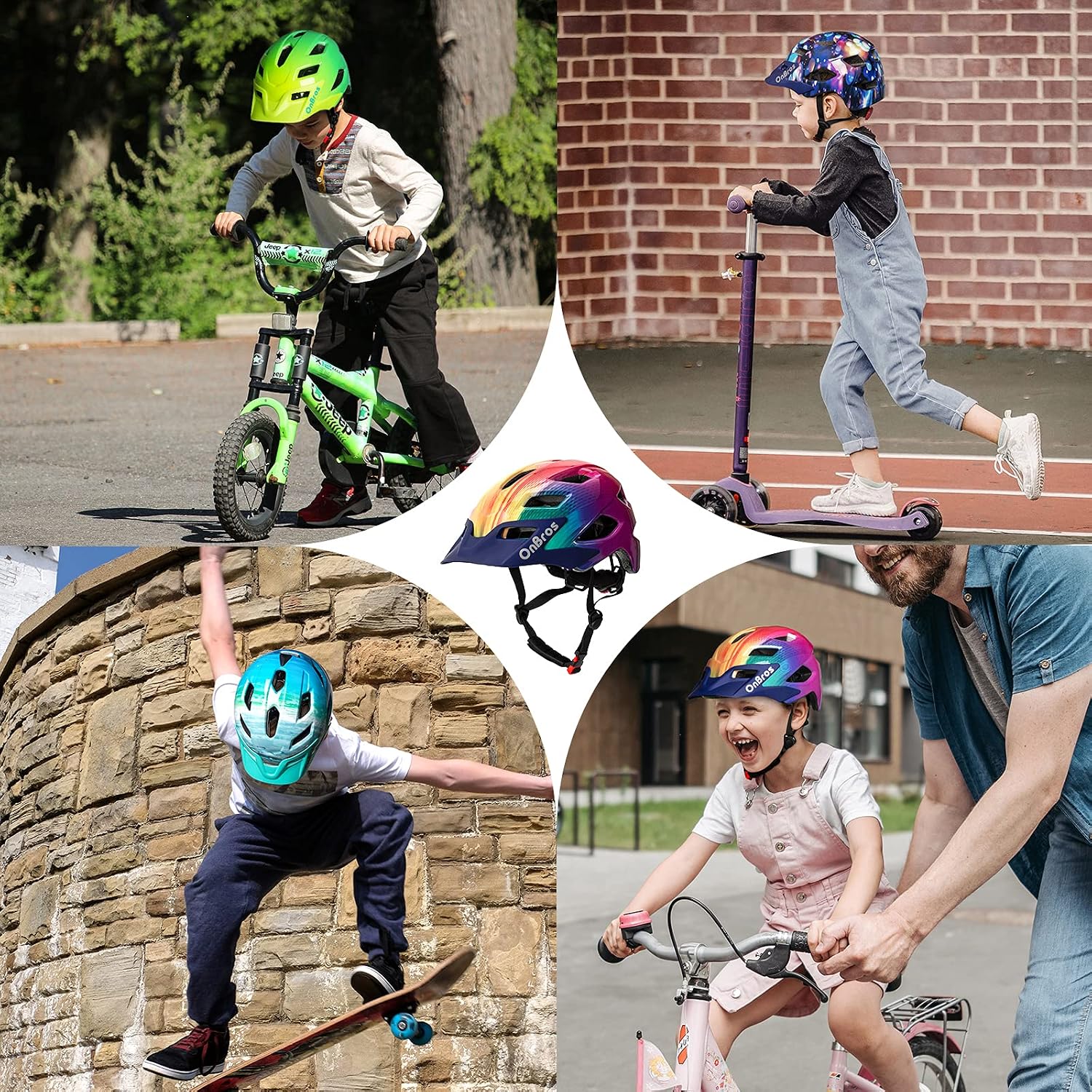 Thumbnail 6 de OnBros Kinder-Fahrradhelm für Mädchen & Jungen (5–13 Jahre) mit abnehmbaren Visier, 50–57 cm